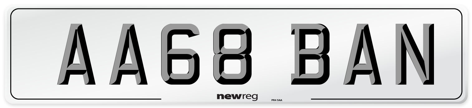 AA68 BAN Number Plate from New Reg